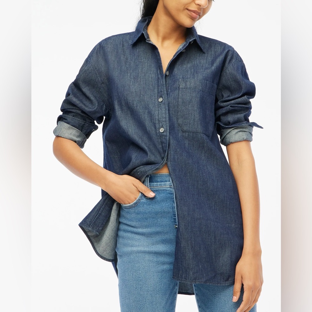 J.Crew Factory Chambray Oversized Button-up Shirt